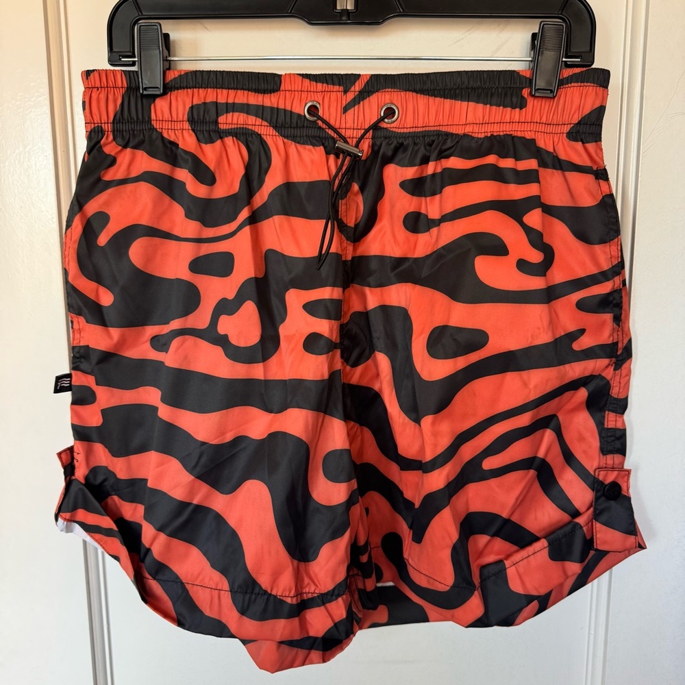 True Black and Orange Active Shorts